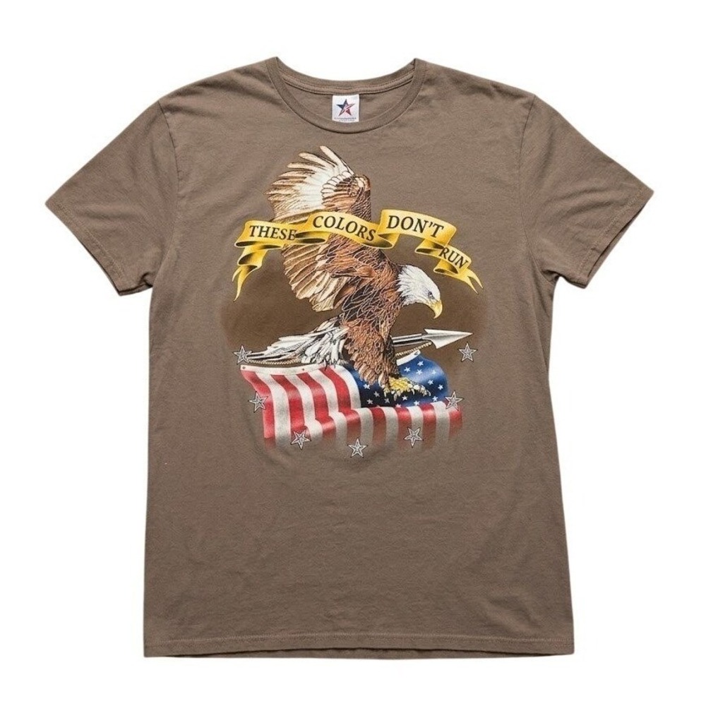Spirit of America Eagle Flag These Colors Dont Run Graphic T-Shirt LARGE